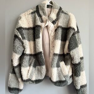 Soft Green Plaid Lightweight Sweater Jacket